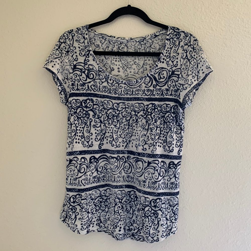 Lucky Brand | Blue and white patterned top
